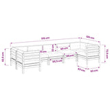 vidaXL 7-delige Loungeset met kussens massief grenenhout wasbruin
