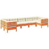 vidaXL 7-delige Loungeset met kussens massief grenenhout wasbruin