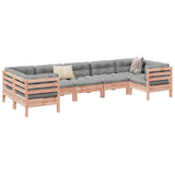 vidaXL 7-delige Loungeset met kussens massief grenenhout wasbruin
