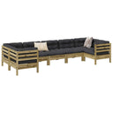 vidaXL 7-delige Loungeset met kussens massief grenenhout wasbruin