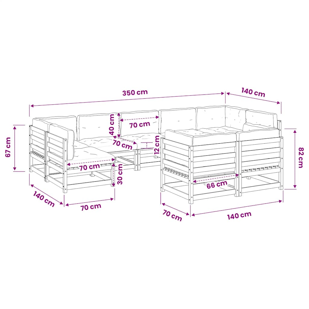 vidaXL 9-delige Loungeset massief grenenhout