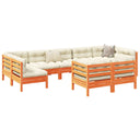 vidaXL 9-delige Loungeset met kussens massief grenenhout wasbruin