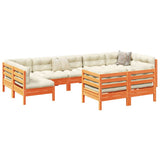 vidaXL 9-delige Loungeset met kussens massief grenenhout wasbruin