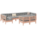 vidaXL 9-delige Loungeset met kussens massief grenenhout wasbruin