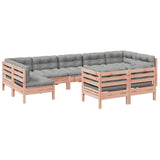 vidaXL 9-delige Loungeset met kussens massief grenenhout wasbruin