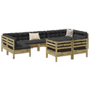 vidaXL 9-delige Loungeset met kussens massief grenenhout wasbruin