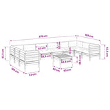 vidaXL 11-delige Loungeset met kussens massief grenenhout wasbruin