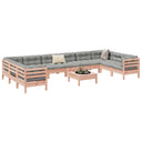 vidaXL 11-delige Loungeset met kussens massief grenenhout wasbruin