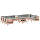 vidaXL 11-delige Loungeset met kussens massief grenenhout wasbruin