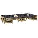 vidaXL 11-delige Loungeset met kussens massief grenenhout wasbruin