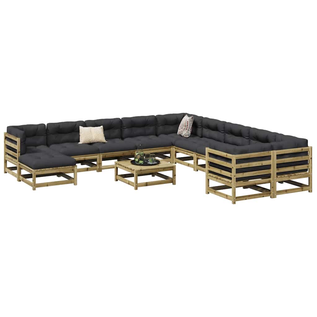 vidaXL 12-delige Loungeset massief grenenhout