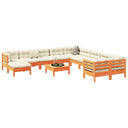 vidaXL 12-delige Loungeset met kussens massief grenenhout wasbruin