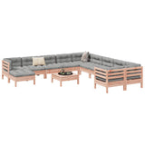 vidaXL 12-delige Loungeset met kussens massief grenenhout wasbruin