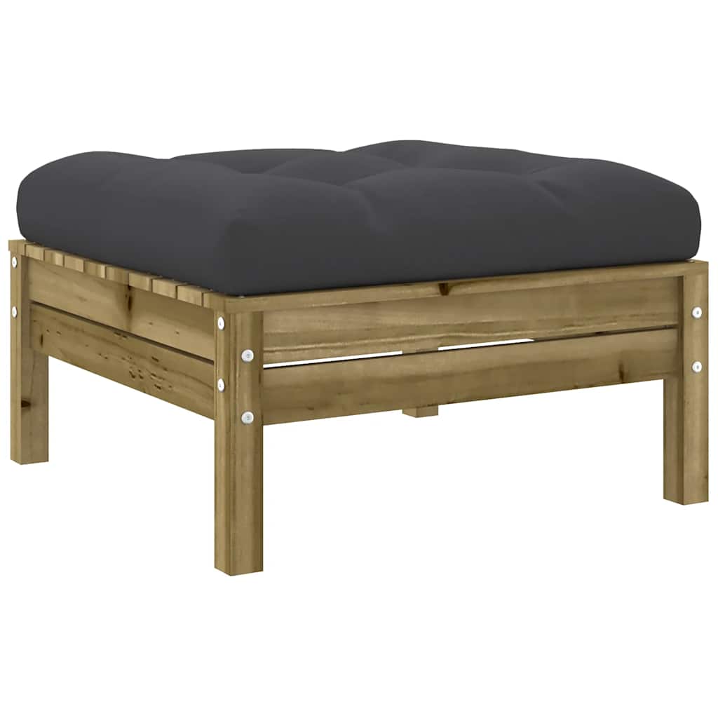 vidaXL 12-delige Loungeset met kussens massief grenenhout wasbruin