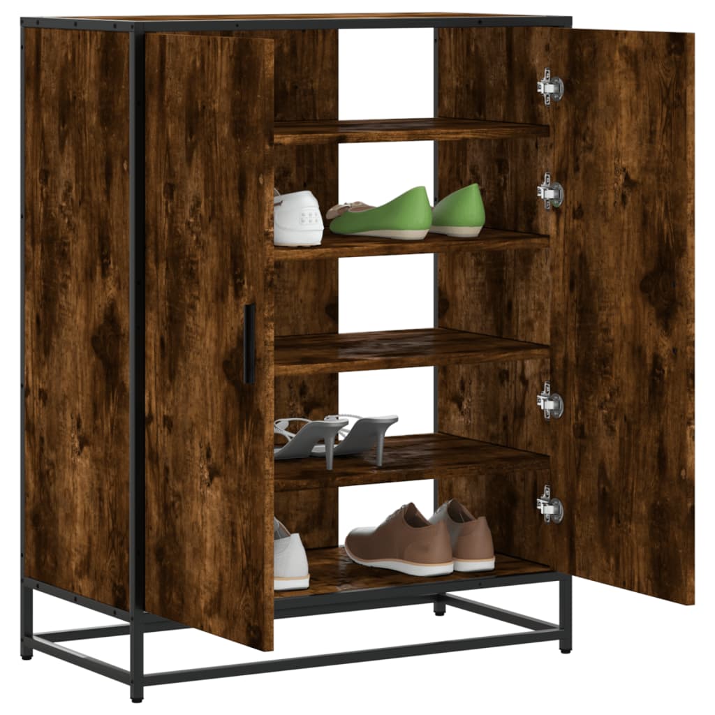 vidaXL Schoenenkast 75x38x97,5 cm bewerkt hout en metaal sonoma eiken
