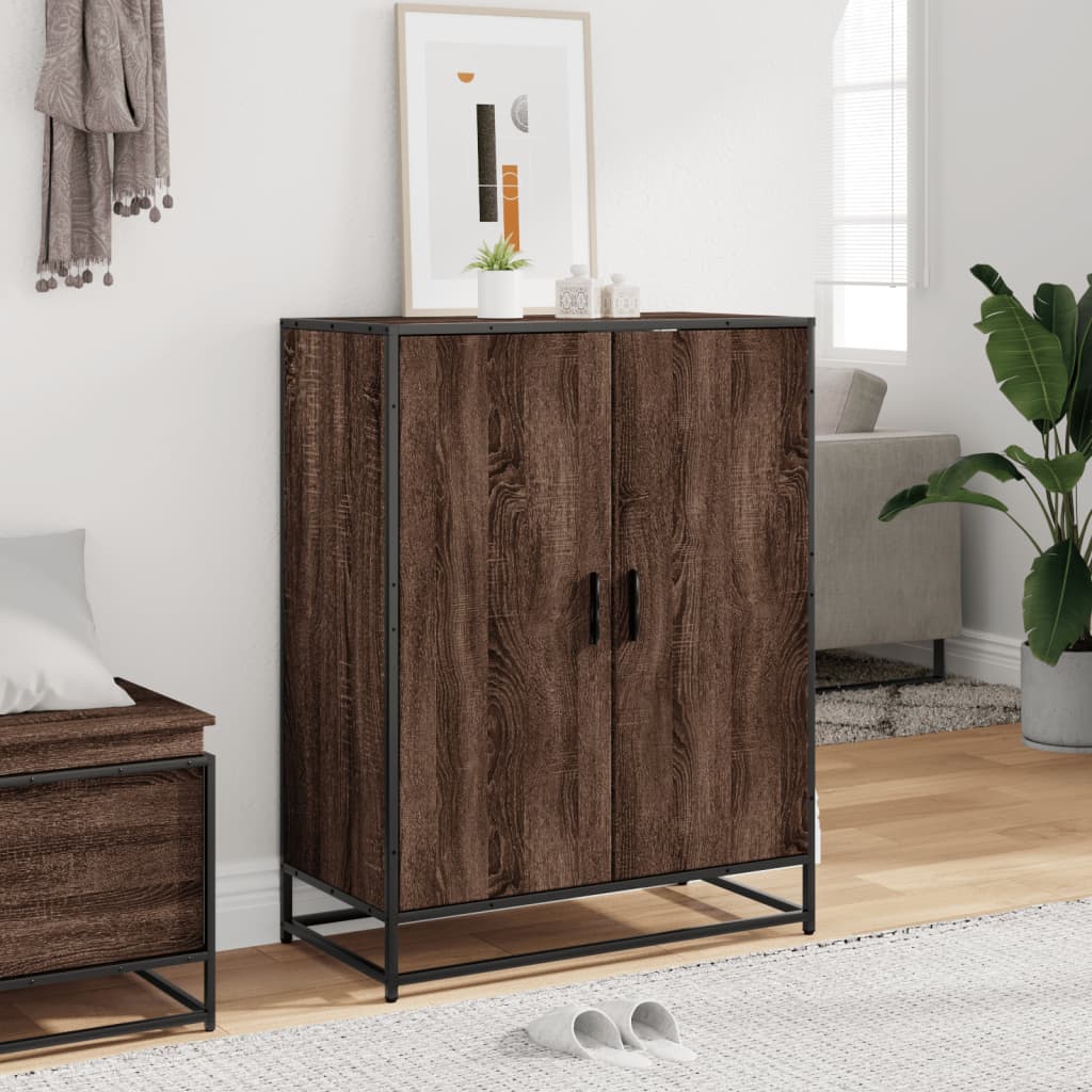 vidaXL Schoenenkast 75x38x97,5 cm bewerkt hout en metaal sonoma eiken