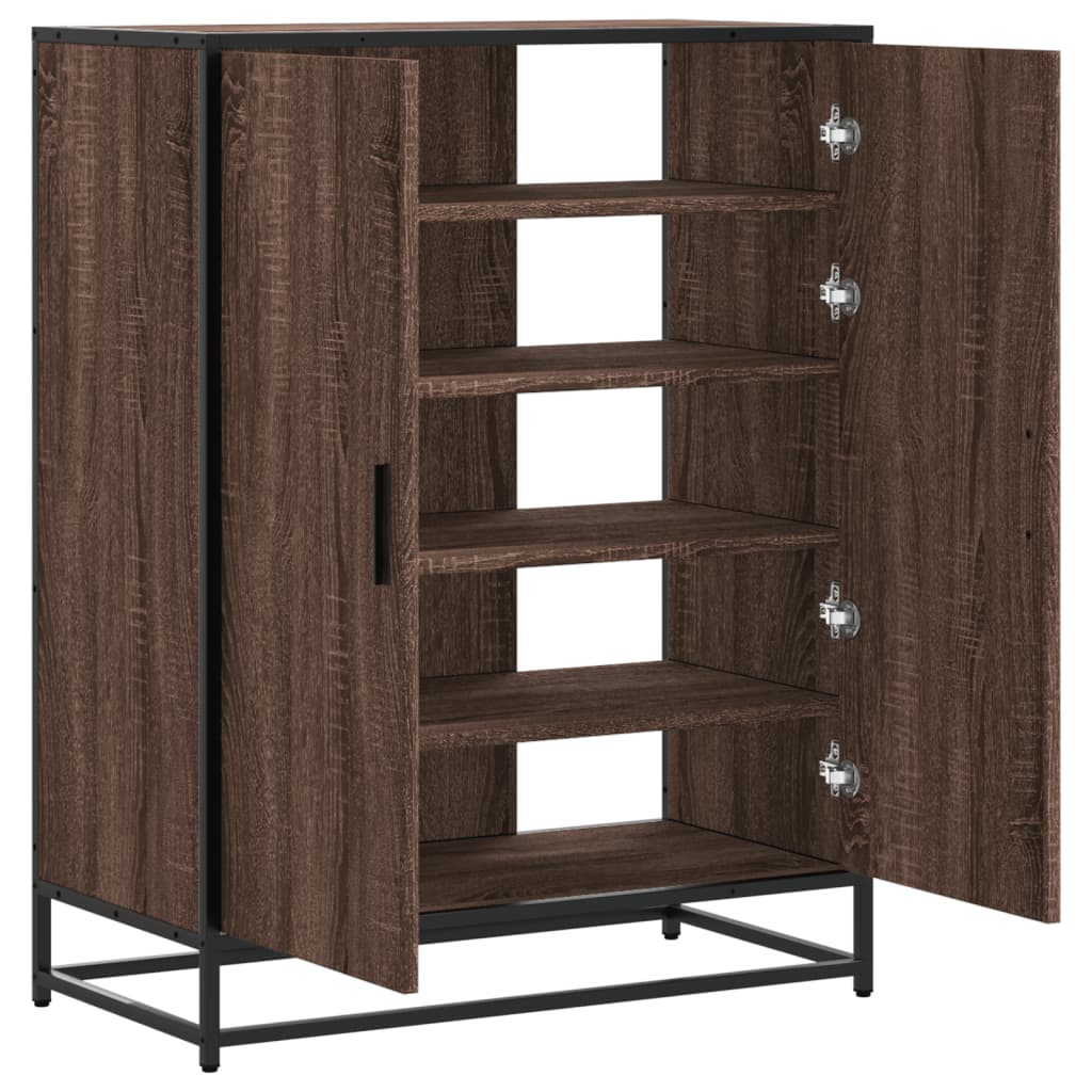 vidaXL Schoenenkast 75x38x97,5 cm bewerkt hout en metaal sonoma eiken