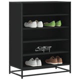 vidaXL Shoe Cabinet 75x38x97.5 cm Engineered Wood and Metal Black