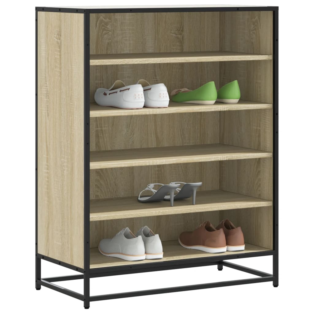 vidaXL Shoe Cabinet 75x38x97.5 cm Engineered Wood and Metal Black