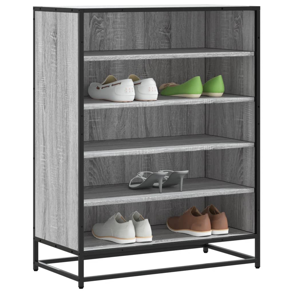 vidaXL Shoe Cabinet 75x38x97.5 cm Engineered Wood and Metal Black