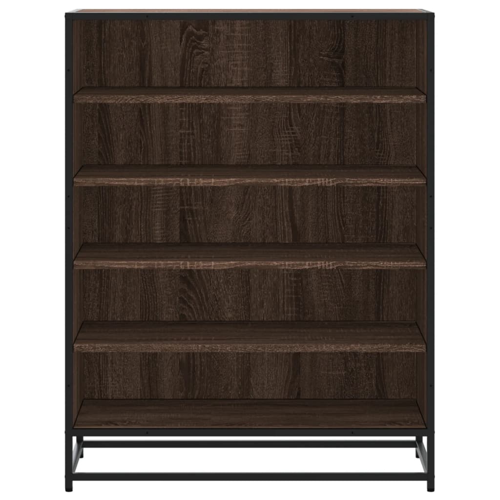 vidaXL Shoe Cabinet 75x38x97.5 cm Engineered Wood and Metal Black