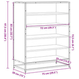 vidaXL Shoe Cabinet 75x38x97.5 cm Engineered Wood and Metal Black