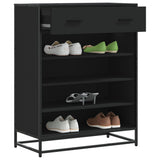 vidaXL Shoe Cabinet 75x38x97.5 cm Engineered Wood and Metal Black