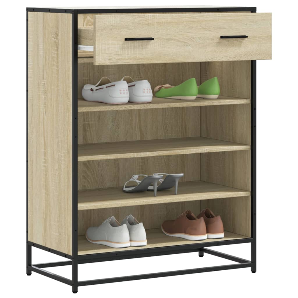 vidaXL Shoe Cabinet 75x38x97.5 cm Engineered Wood and Metal Black