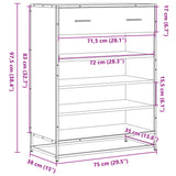 vidaXL Shoe Cabinet 75x38x97.5 cm Engineered Wood and Metal Black