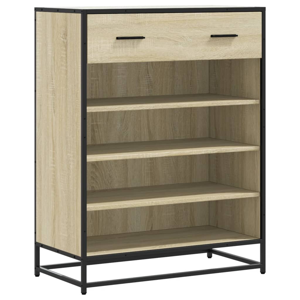 vidaXL Shoe Cabinet 75x38x97.5 cm Engineered Wood and Metal Black
