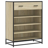 vidaXL Shoe Cabinet 75x38x97.5 cm Engineered Wood and Metal Black