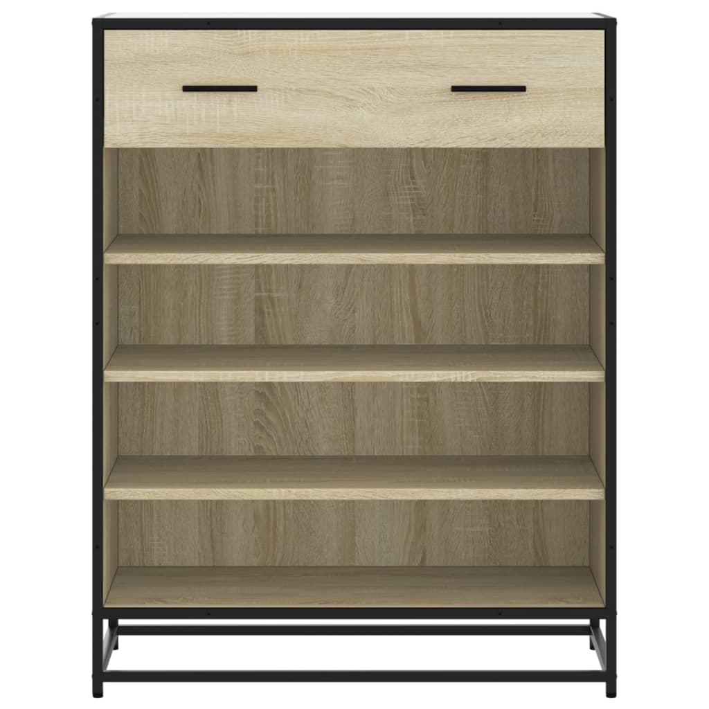 vidaXL Shoe Cabinet 75x38x97.5 cm Engineered Wood and Metal Black