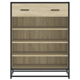 vidaXL Shoe Cabinet 75x38x97.5 cm Engineered Wood and Metal Black