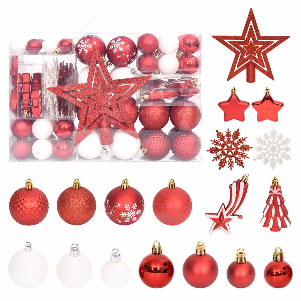 vidaXL 108-piece Christmas Ball Set gold and red