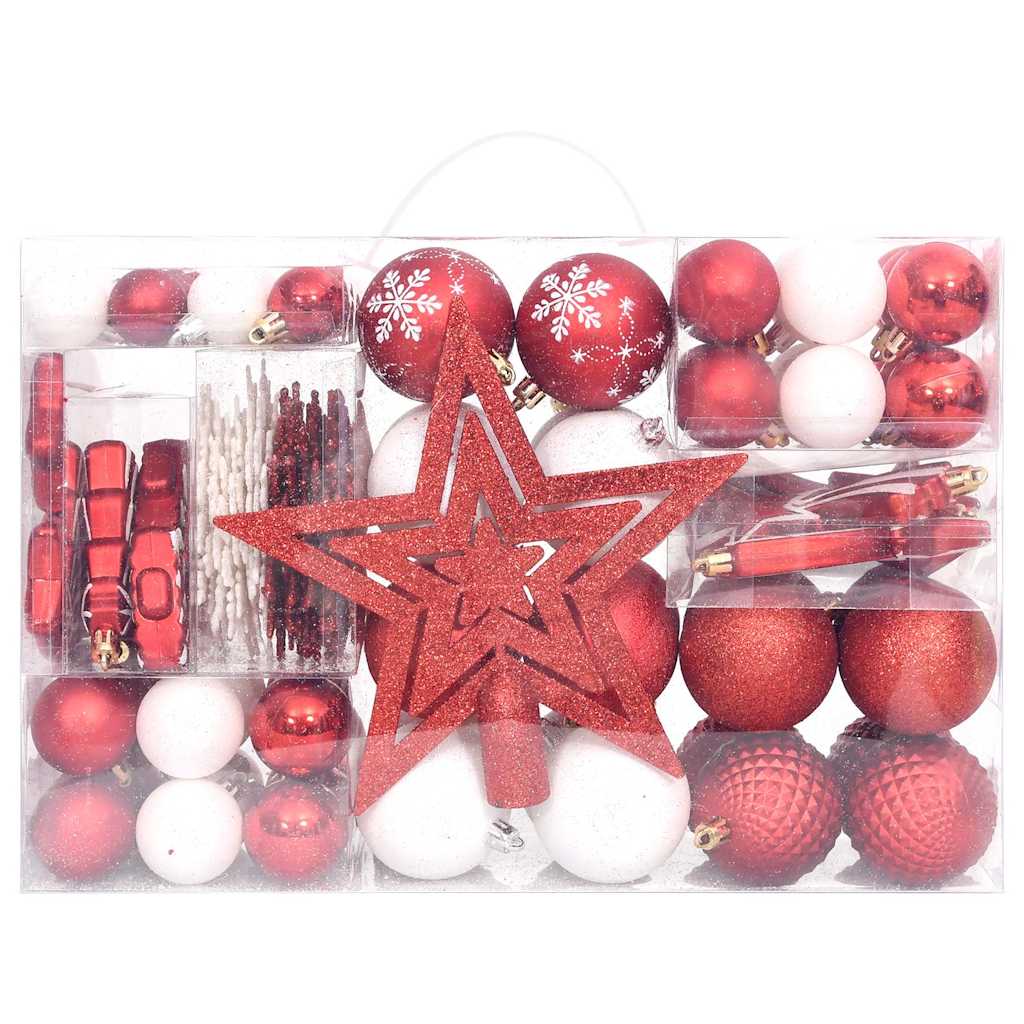 vidaXL 108-piece Christmas Ball Set gold and red