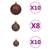 vidaXL 60-delige Kerstballenset met piek en 150 LED's goud en brons