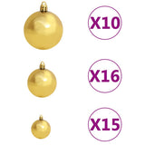 vidaXL 60-delige Kerstballenset met piek en 150 LED's goud en brons