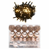 vidaXL 60-delige Kerstballenset met piek en 150 LED's goud en brons