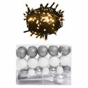 vidaXL 60-delige Kerstballenset met piek en 150 LED's goud en brons