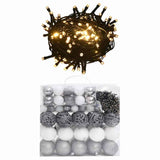 vidaXL 60-delige Kerstballenset met piek en 150 LED's goud en brons