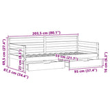vidaXL Slaapbank met lades 80x200 cm massief grenenhout wit