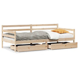 vidaXL Slaapbank met lades 80x200 cm massief grenenhout wit