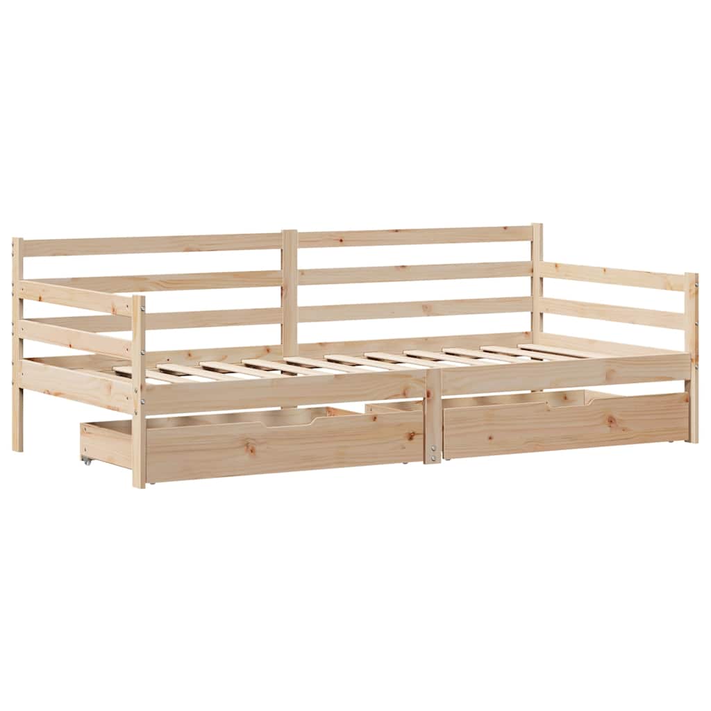 vidaXL Slaapbank met lades 80x200 cm massief grenenhout wit
