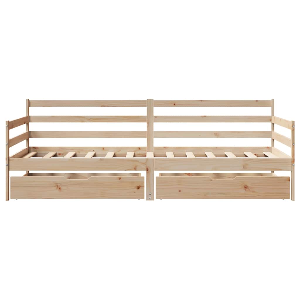 vidaXL Slaapbank met lades 80x200 cm massief grenenhout wit