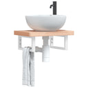 vidaXL Bathroom Wall Shelf Steel and Solid Beechwood