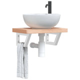vidaXL Bathroom Wall Shelf Steel and Solid Beechwood