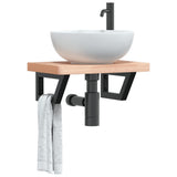 vidaXL Bathroom Wall Shelf Steel and Solid Beechwood
