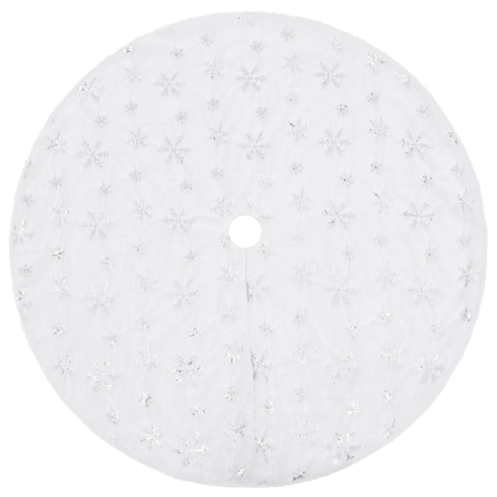 vidaXL Luxe Kerstboomrok Wit 90 cm Imitatiebont