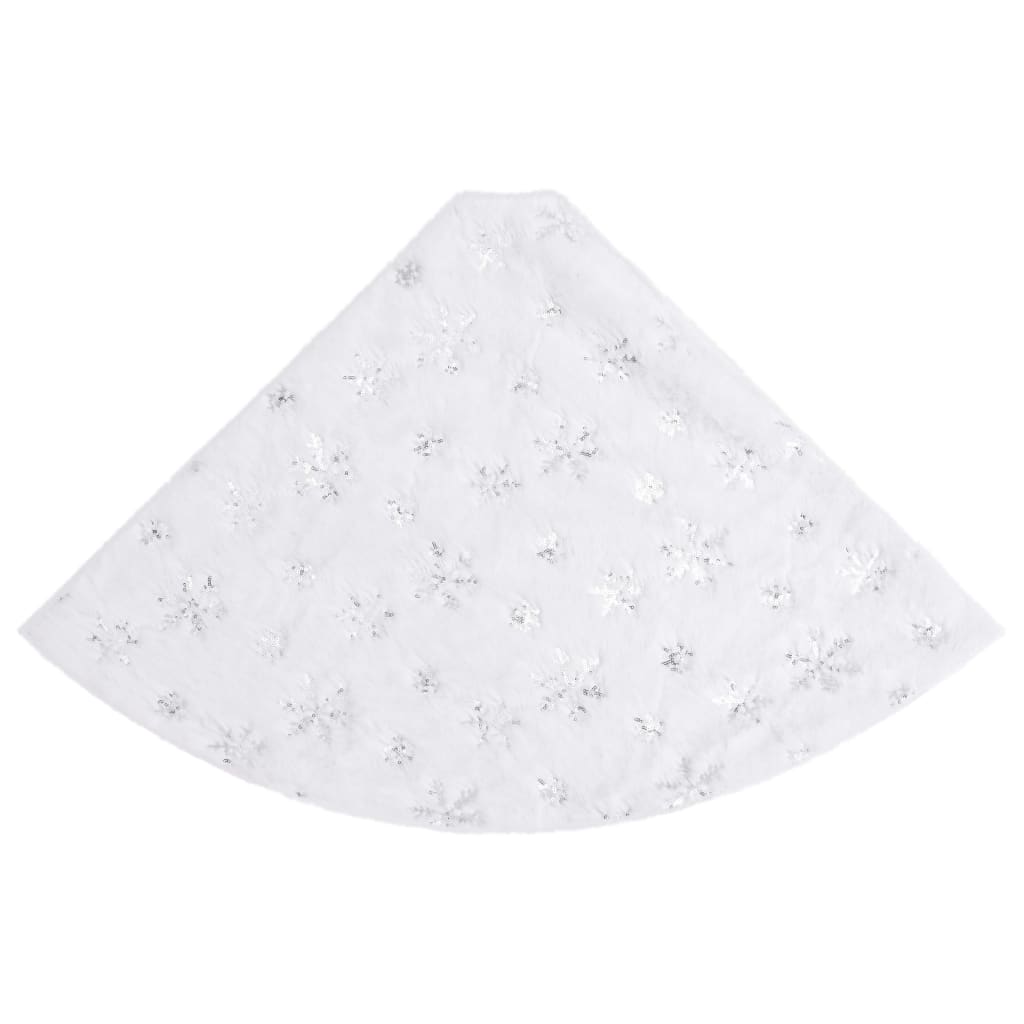 vidaXL Luxe Kerstboomrok Wit 90 cm Imitatiebont