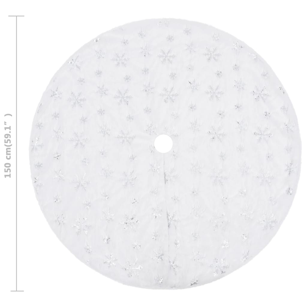 vidaXL Luxe Kerstboomrok Wit 90 cm Imitatiebont